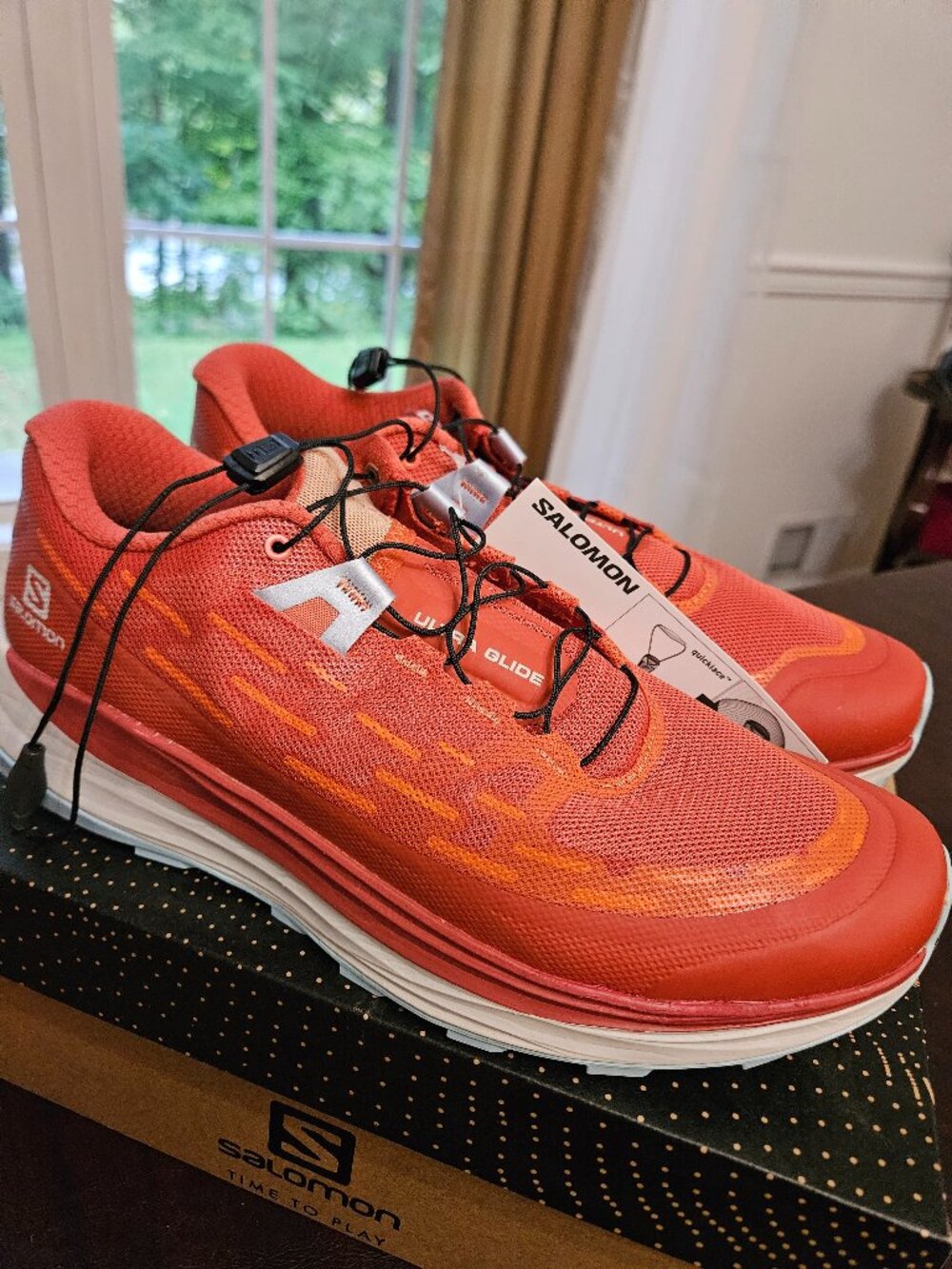 NWB Salomon Women's Ultra Glide trail running shoes Mecca Orange /Red (Sz 10.5) - Picture 2 of 11